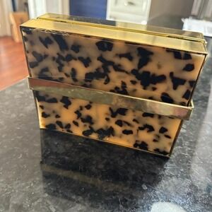 Gianni Bini Tortoise Print Clutch Gold Frame Evening Bag